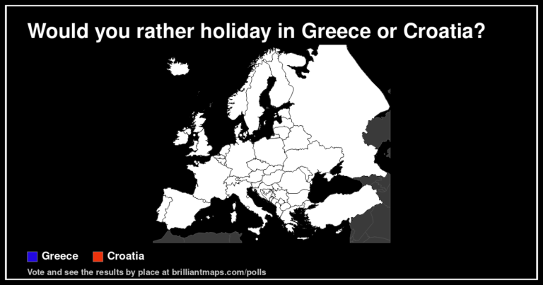 Would you rather holiday in Greece or Croatia? (map poll)