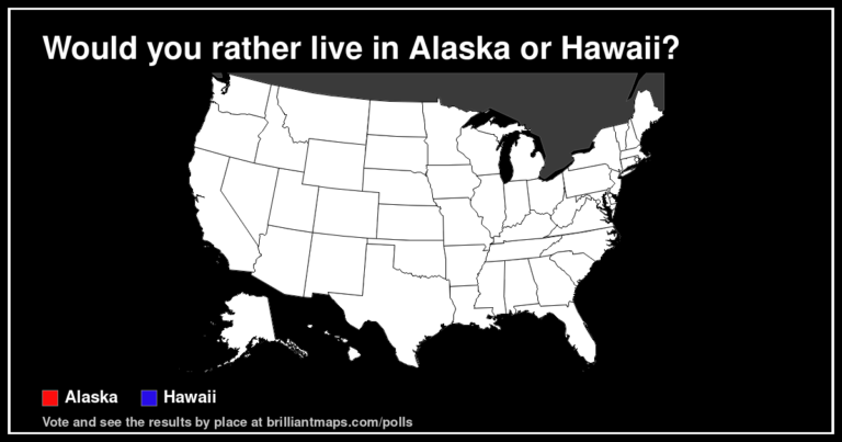 Would you rather live in Alaska or Hawaii? (map poll)