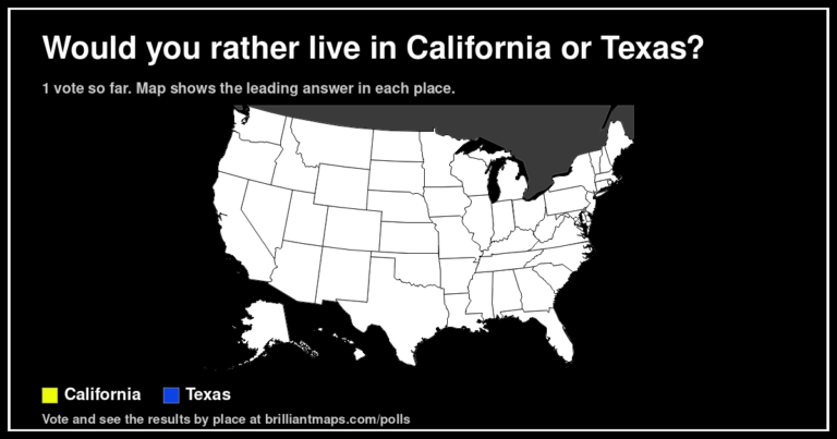 Would you rather live in California or Texas? (map poll)