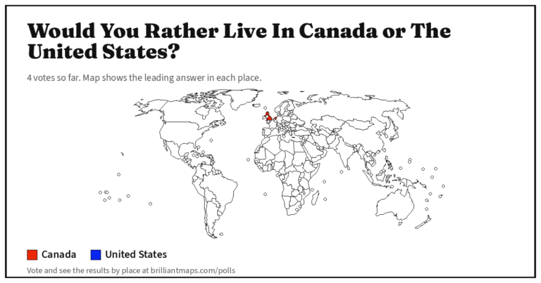 Would You Rather Live In Canada or The United States? (map poll)
