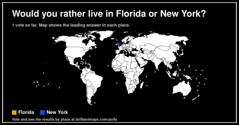 Would you rather live in Florida or New York? (map poll)