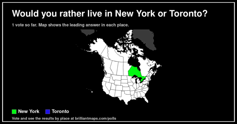 Would you rather live in New York or Toronto? (map poll)