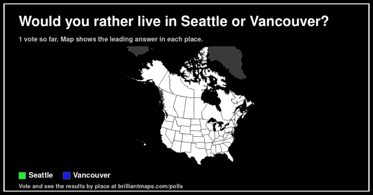 Would you rather live in Seattle or Vancouver? (map poll)