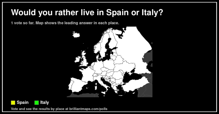 Would you rather live in Spain or Italy? (map poll)