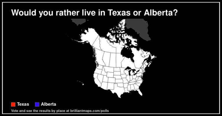 Would you rather live in Texas or Alberta? (map poll)