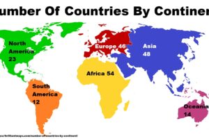 Map of The Number of Countries By Continent