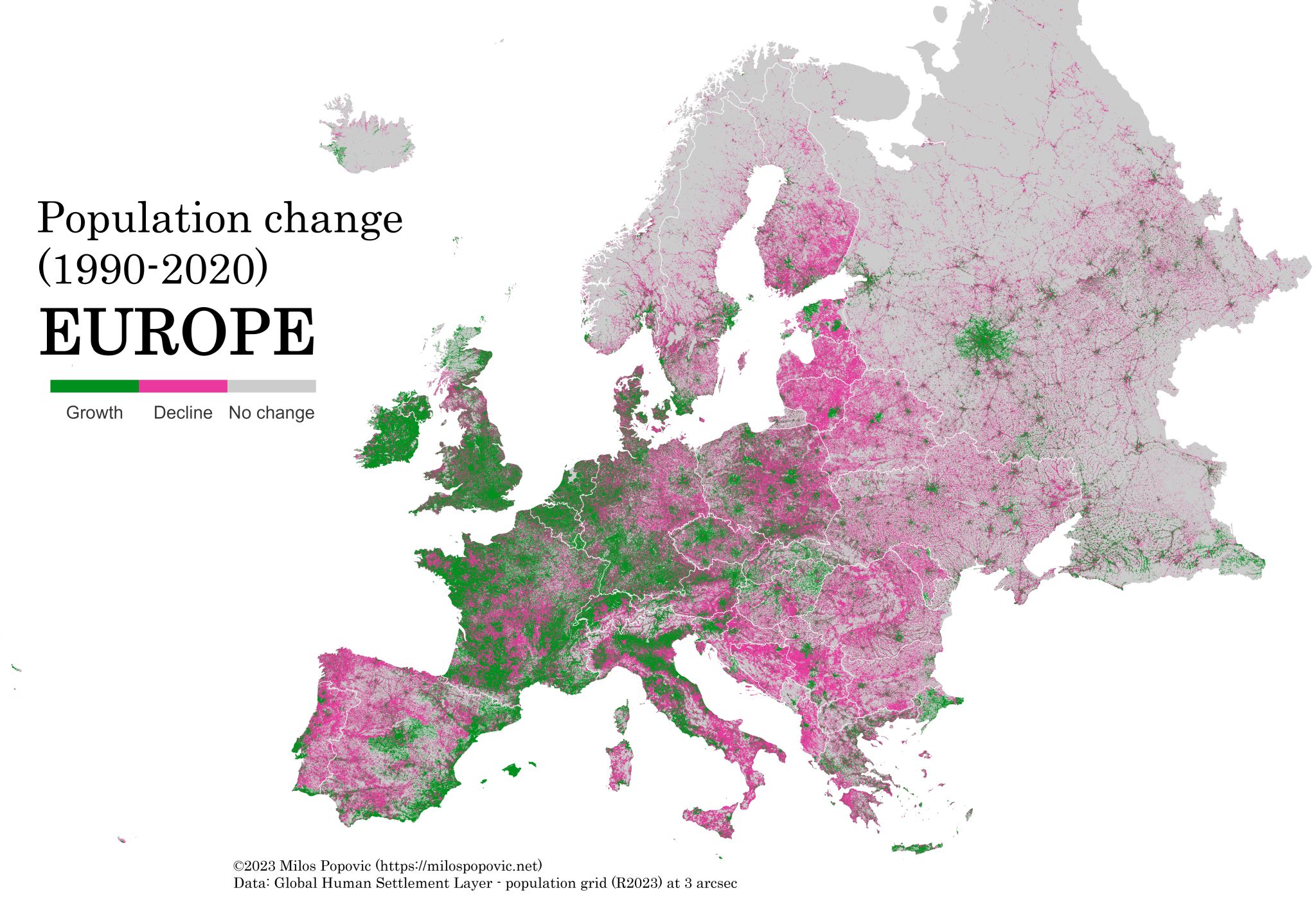 Population Changes In Europe From 1990 To 2020 Brilliant Maps All 