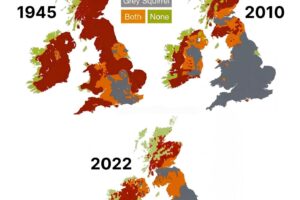 The Distribution Of Grey vs Red Squirrels In The UK & Ireland Between 1945 & 2022