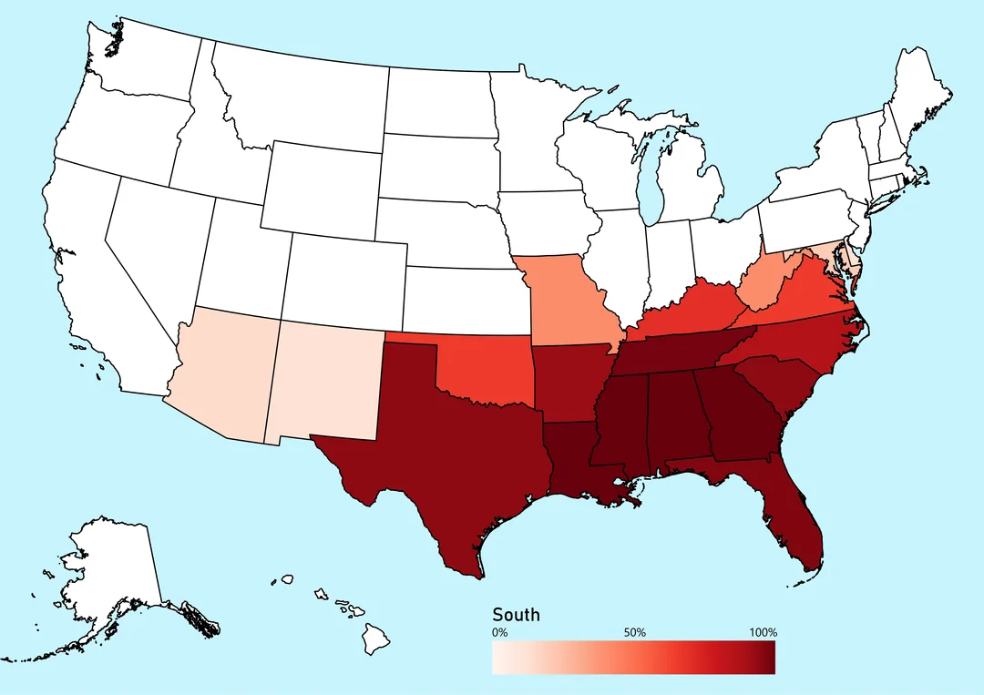 Where Redditors Think The South Is