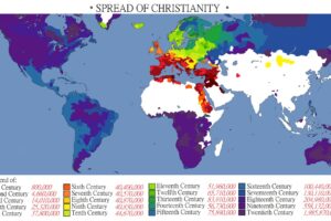 Map Showing the Spread of Christianity Between 33 & 2000AD