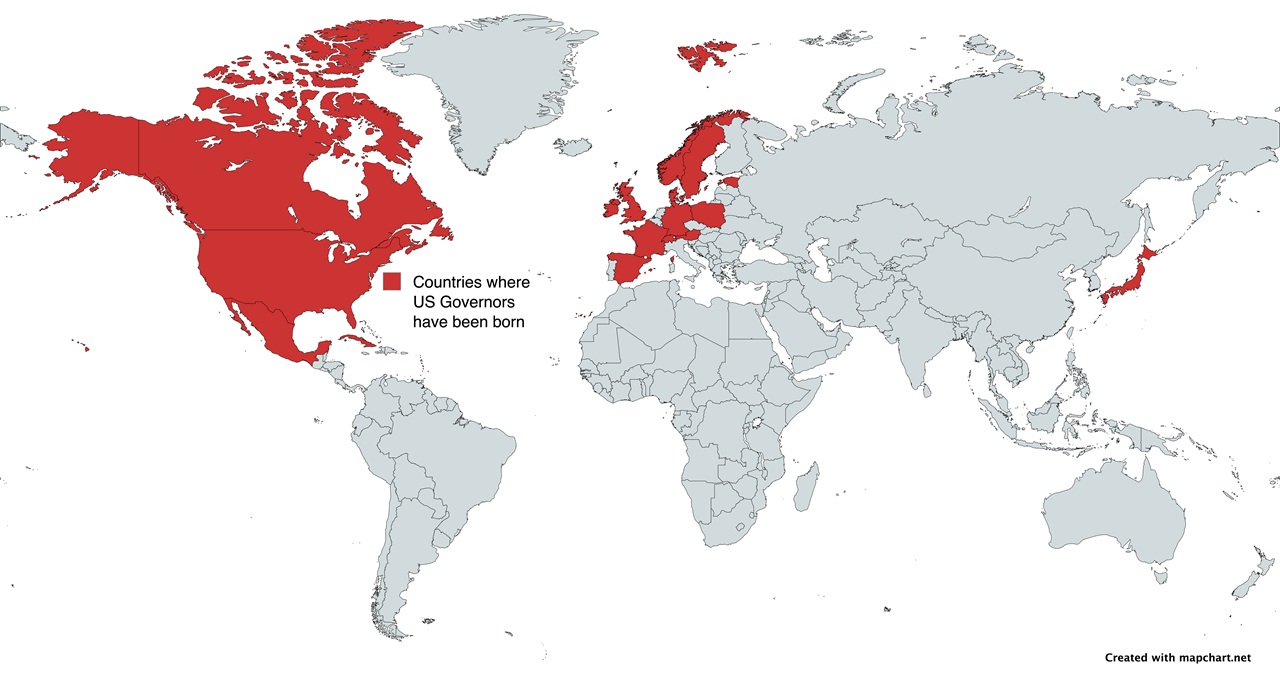 Countries Where US Governors Have Been Born