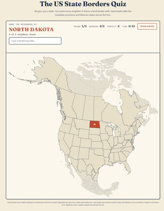 US State Borders Quiz - Brilliant Maps