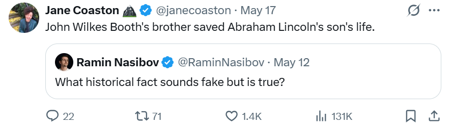 John Wilkes Booth's brother saved Abraham Lincoln's son's life