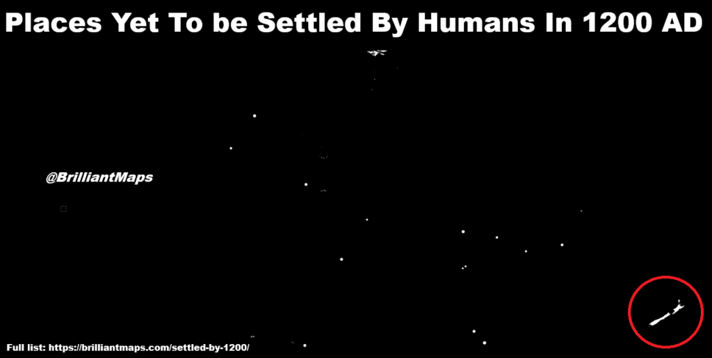 Places Yet To Be Settled By Humans In 1200 AD - Brilliant Maps